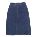 CALVIN KLEIN Womens Blue Denim Straight Midi Cotton Skirt S Pockets Zip