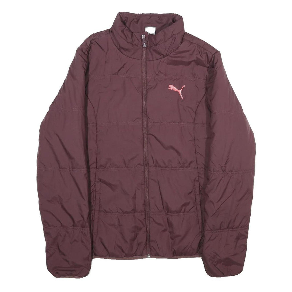 PUMA Womens Maroon Burgundy Jacket M Woven Zip Sportswear Logo