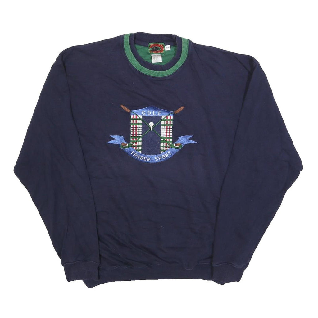 BOSTON TRADERS Mens Navy Blue Green Crew Neck M Golf Sport Sweatshirt