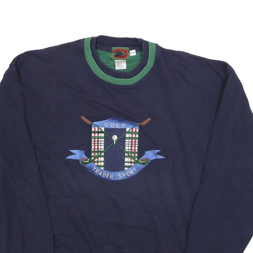 BOSTON TRADERS Mens Navy Blue Green Crew Neck M Golf Sport Sweatshirt