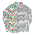 LANE BRYANT Womens Grey & Multi Chevron Print Long Sleeve Collared Shirt L