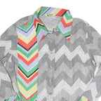 LANE BRYANT Womens Grey & Multi Chevron Print Long Sleeve Collared Shirt L