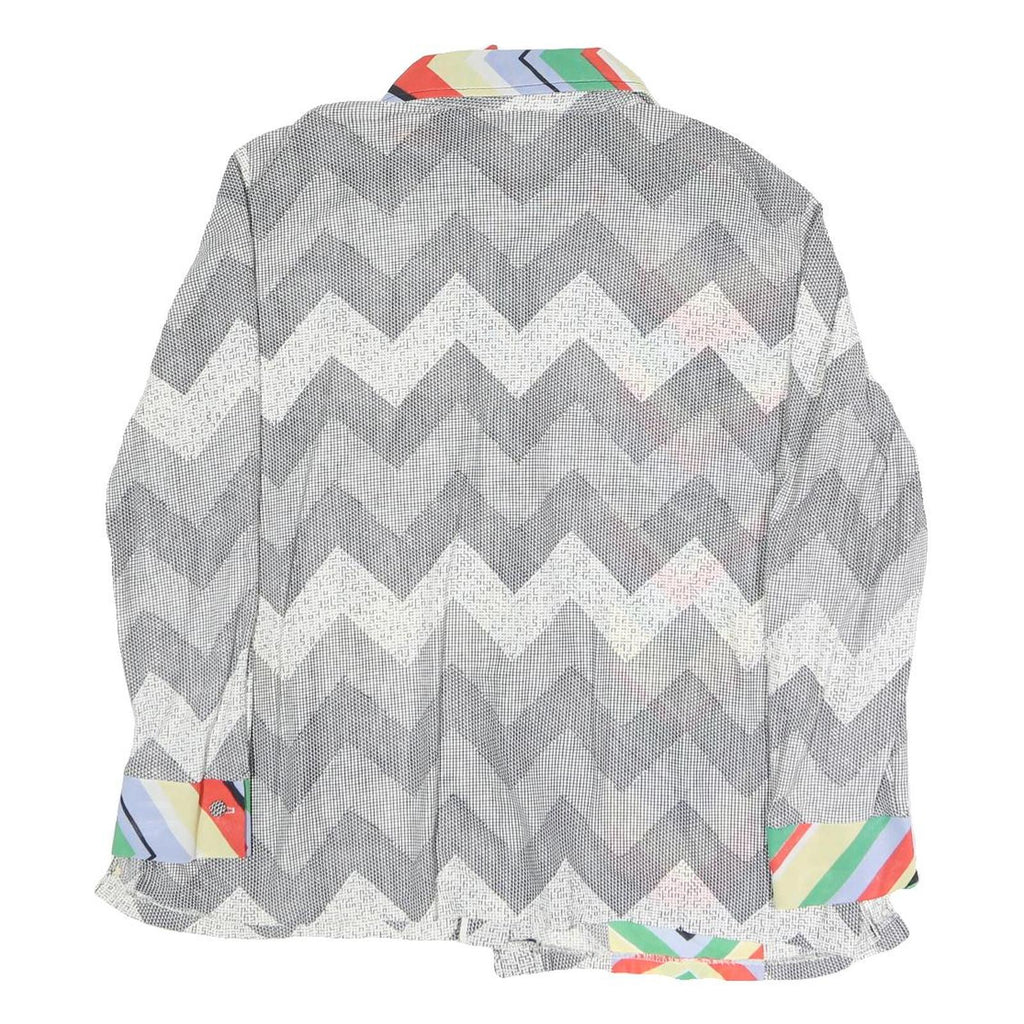 LANE BRYANT Womens Grey & Multi Chevron Print Long Sleeve Collared Shirt L
