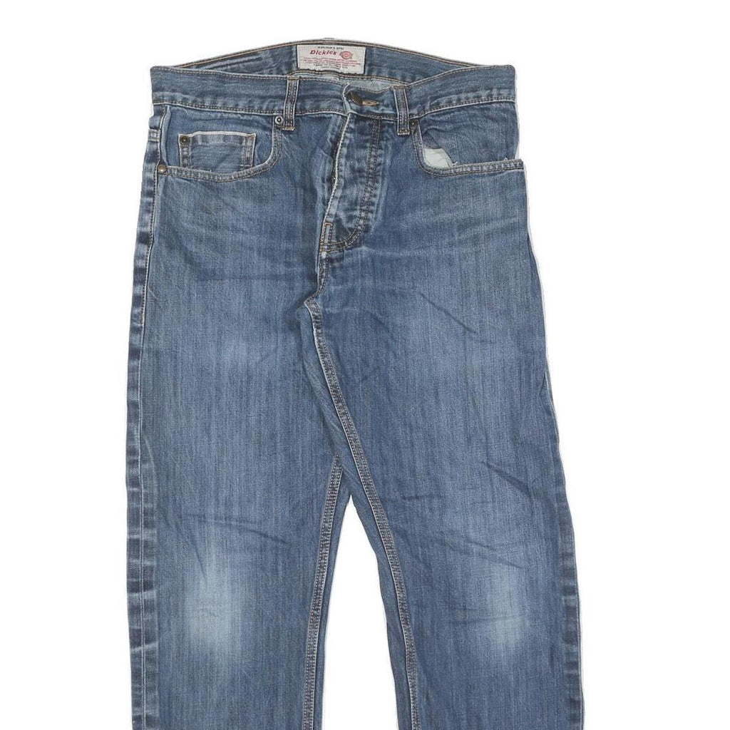 DICKIES Mens Regular Fit Blue Cotton Denim Jeans W31 L28 Button Closure Casual