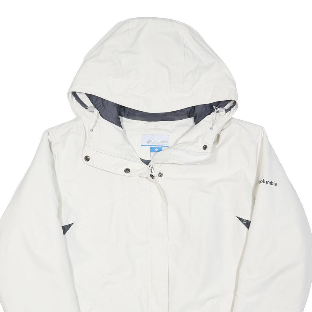 COLUMBIA Womens White & Grey Lightweight Zip Jacket XL Nylon Outdoor Waterproof