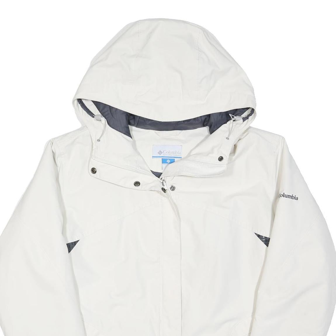 COLUMBIA Womens White & Grey Lightweight Zip Jacket XL Nylon Outdoor Waterproof