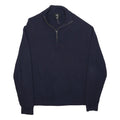 CALVIN KLEIN Mens Navy Blue Plain Pullover Crew Neck Basic Knit 2XL Cotton