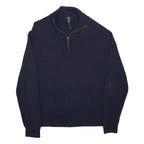 CALVIN KLEIN Mens Navy Blue Plain Pullover Crew Neck Basic Knit 2XL Cotton
