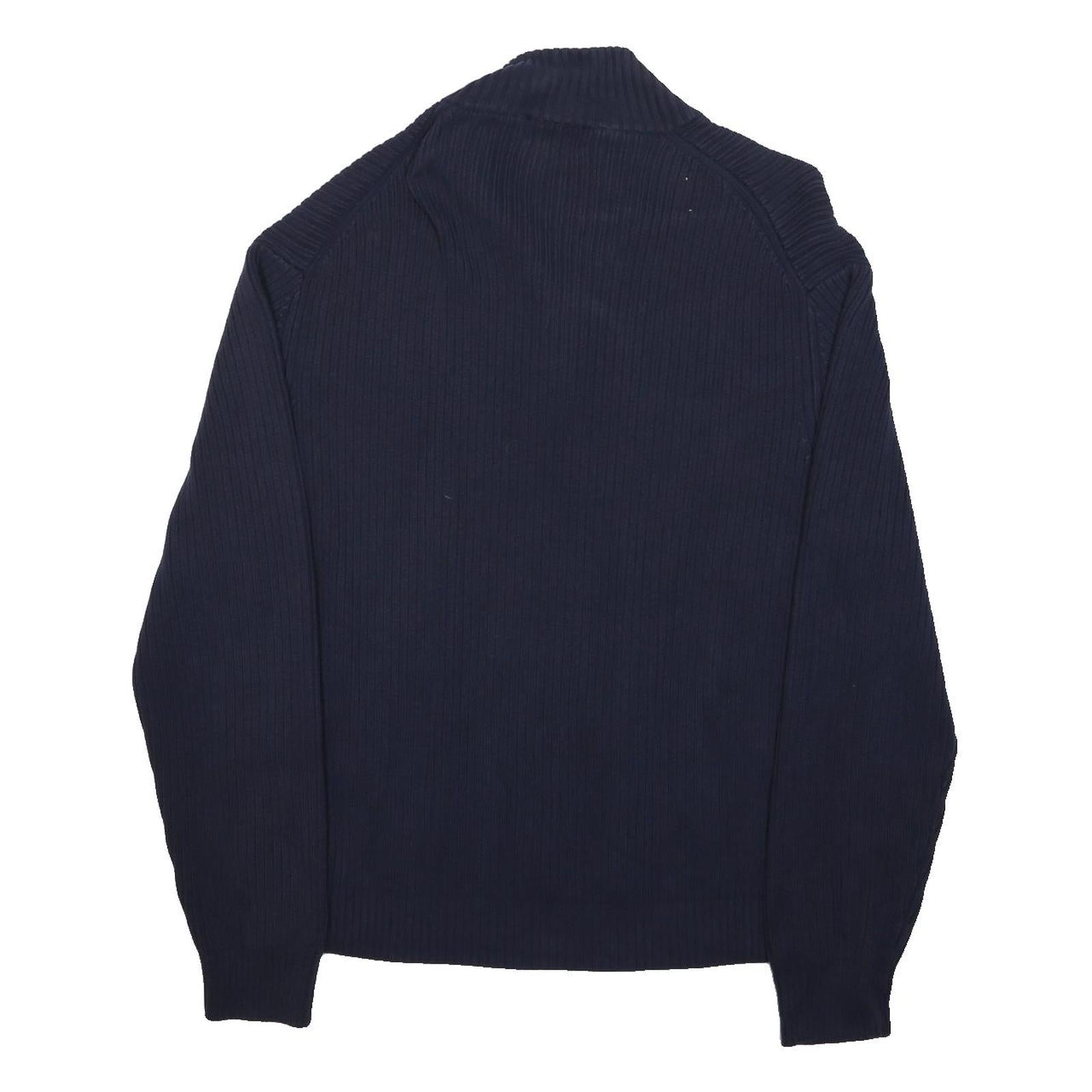 CALVIN KLEIN Mens Navy Blue Plain Pullover Crew Neck Basic Knit 2XL Cotton