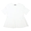 ZARA Womens White Basic Top Short Sleeve Crew Neck Pleated L Comfort
