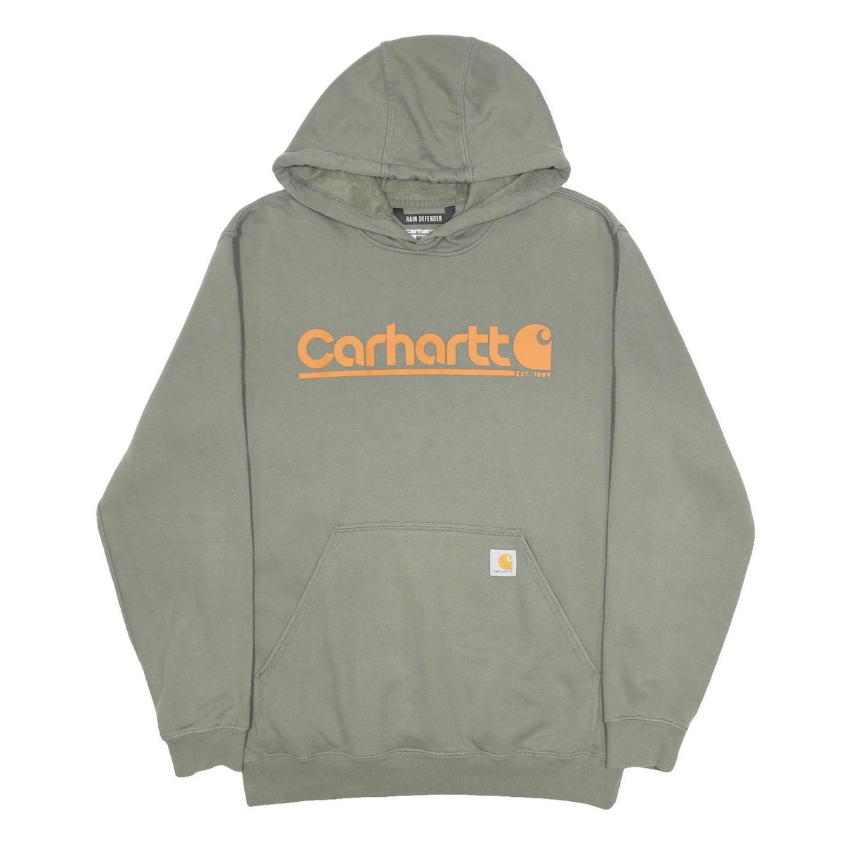CARHARTT Mens Green Hoodie M Logo Print Cotton Blend Pullover Casual