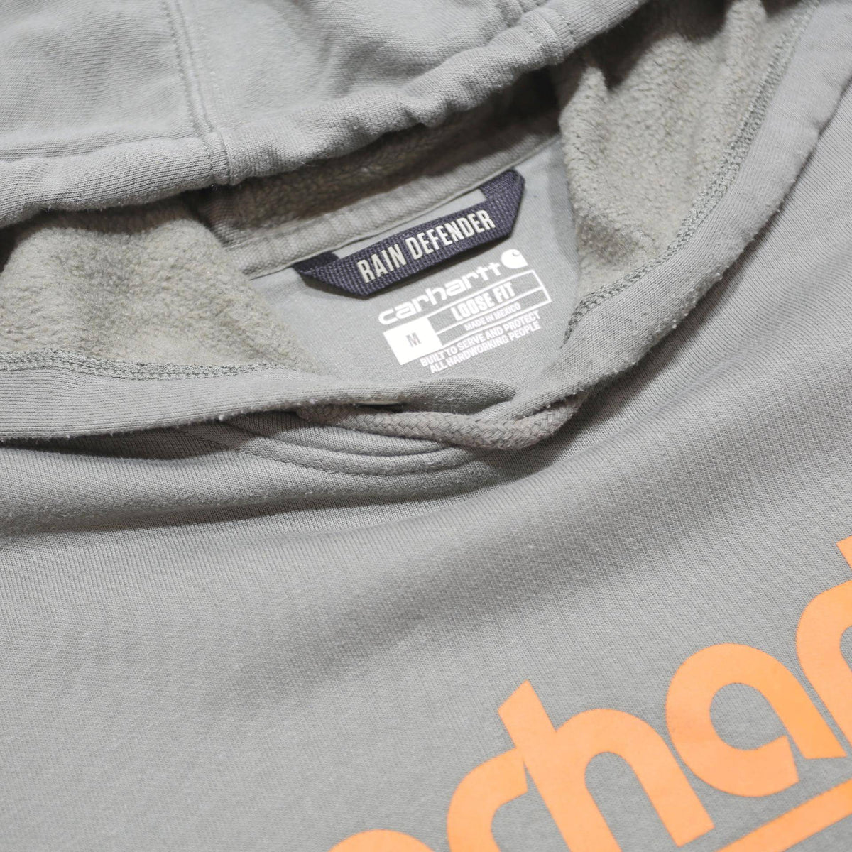 CARHARTT Mens Green Hoodie M Logo Print Cotton Blend Pullover Casual