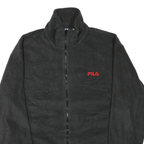 FILA Mens Black Zip Jacket L Polyester Blend Plain Casual Sporty Warm