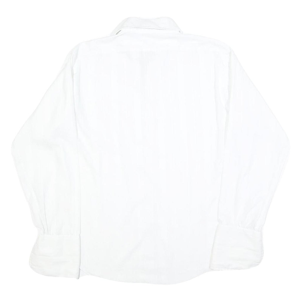 HATHAWAY Mens White Cotton Blend Shirt L Classic Fit Button Collar Long Sleeve