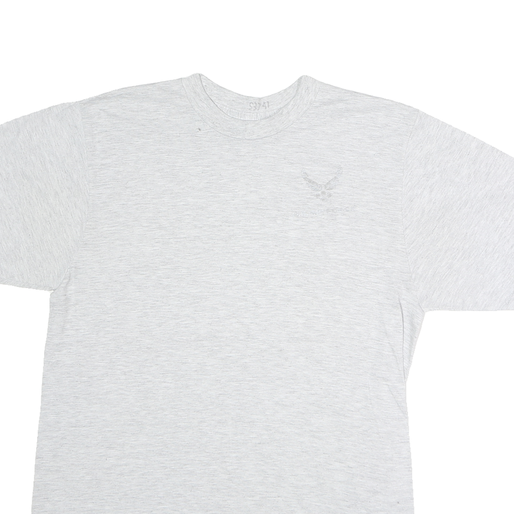 Mens White & Light Grey Graphic Cotton T-Shirt M Short Sleeve Crew Neck Casual
