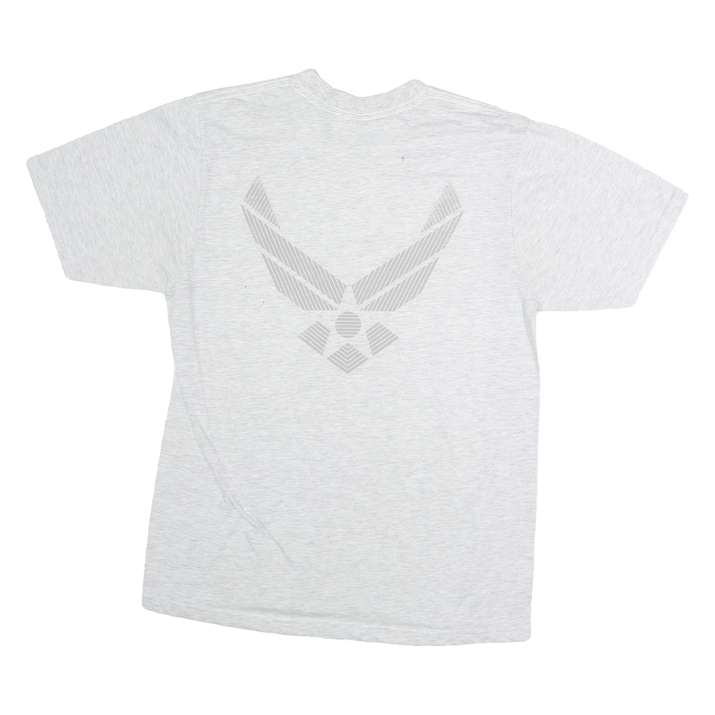Mens White & Light Grey Graphic Cotton T-Shirt M Short Sleeve Crew Neck Casual