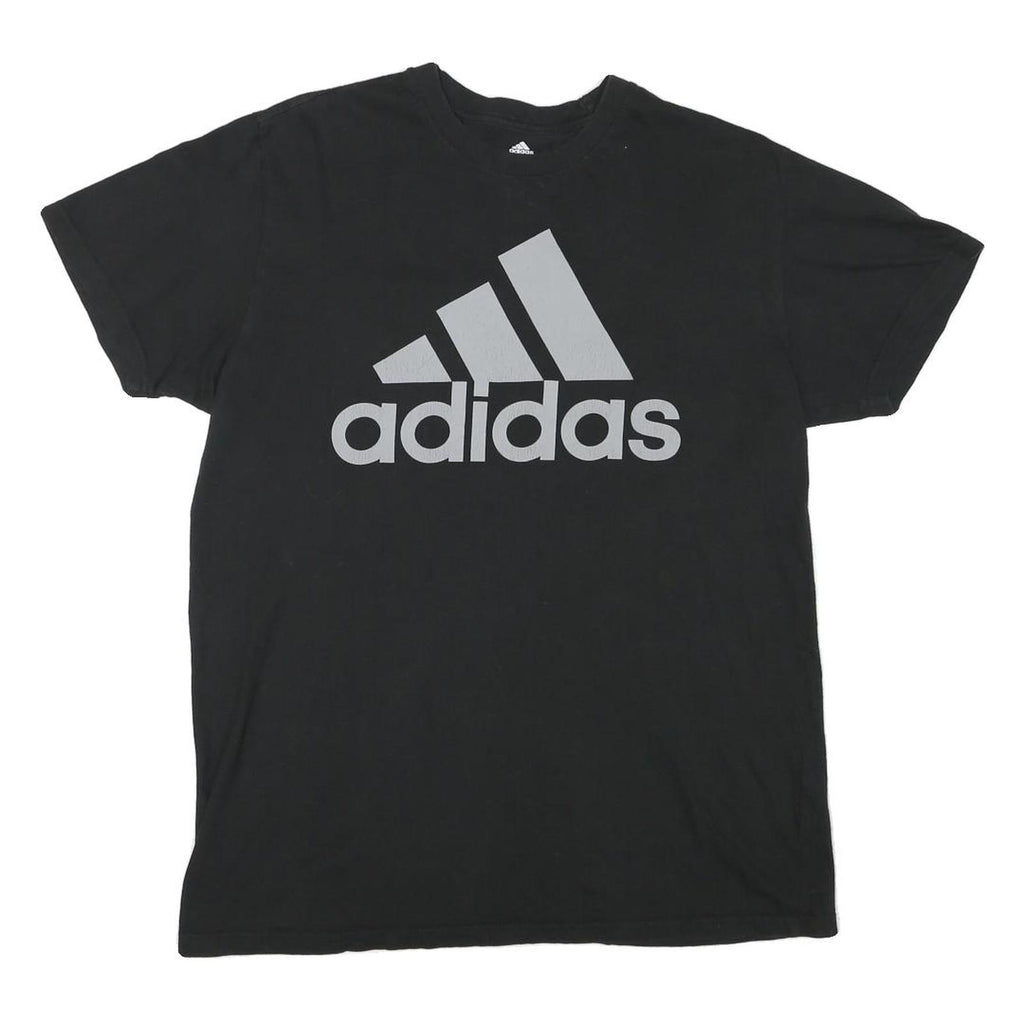 ADIDAS Mens Black Graphic Logo T-Shirt L Short Sleeve Crew Neck Cotton Blend
