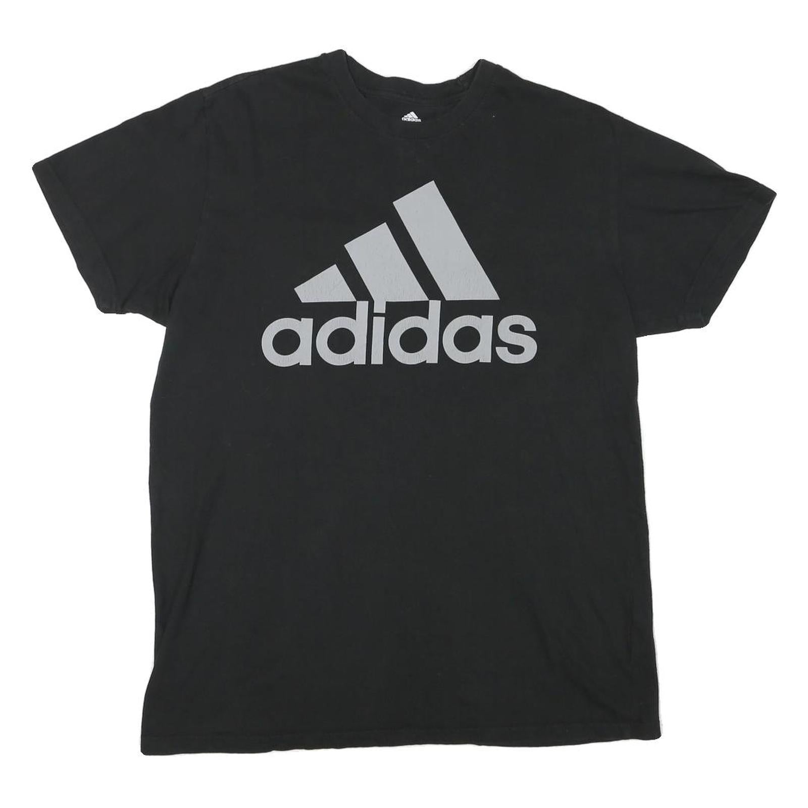 ADIDAS Mens Black Graphic Logo T-Shirt L Short Sleeve Crew Neck Cotton Blend
