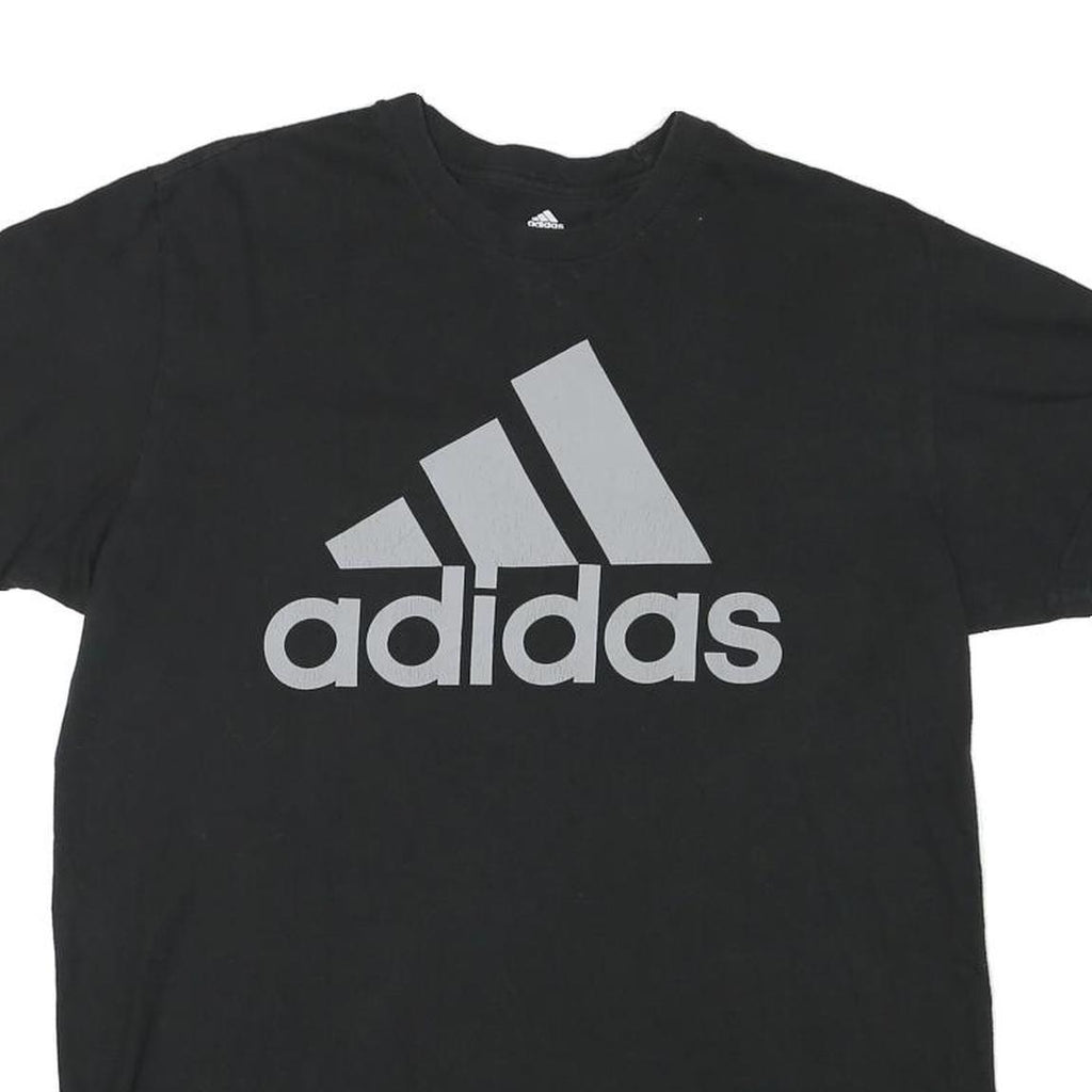 ADIDAS Mens Black Graphic Logo T-Shirt L Short Sleeve Crew Neck Cotton Blend