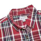 CARHARTT Mens Red & Blue Check Shirt XL Cotton Blend Button Short Sleeve Casual