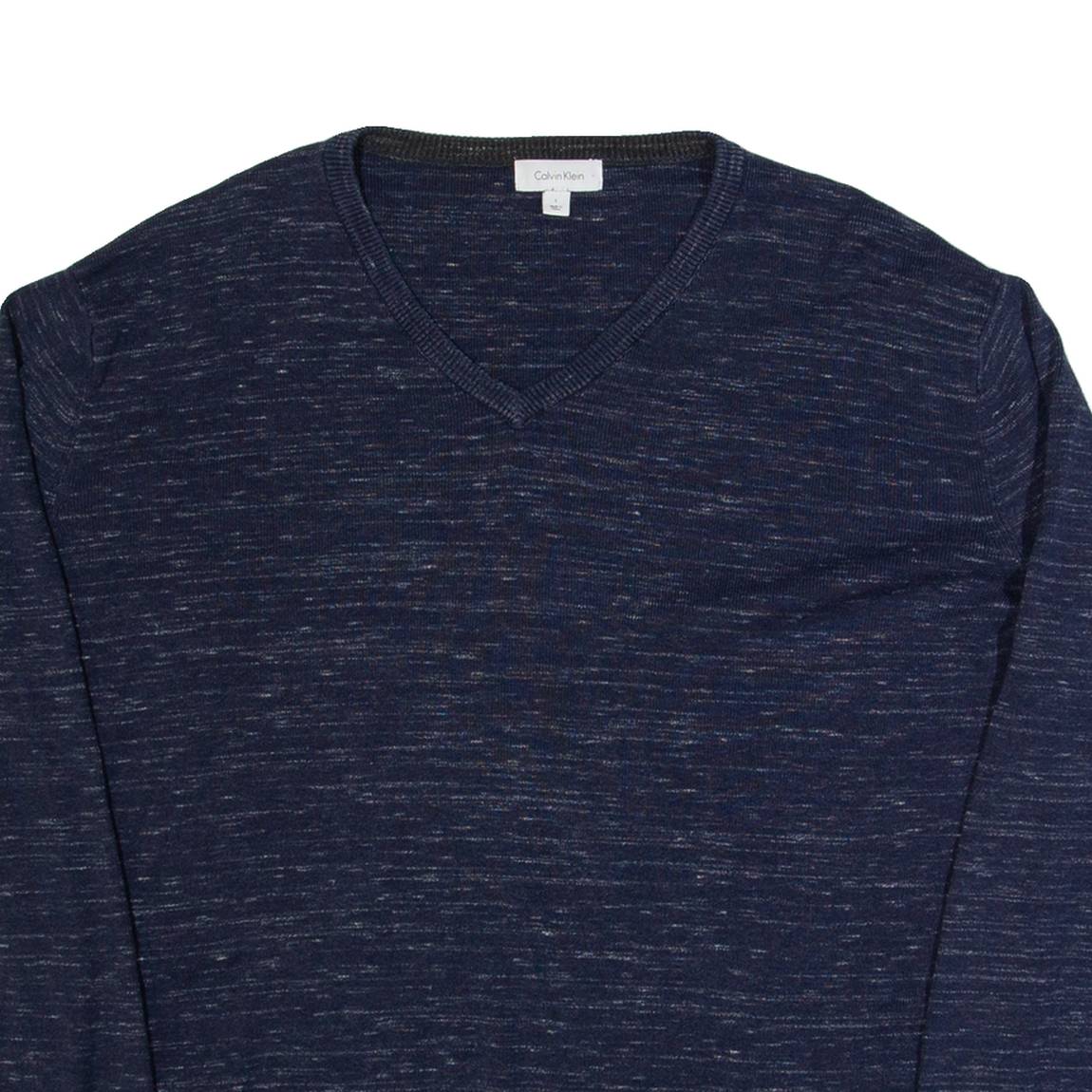 CALVIN KLEIN Mens Jumper Blue V-Neck Tight Knit L