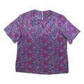 SOUTHERN LADY Womens Purple Printed Top Short Sleeve V-Neck XL Floral Pattern