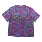 SOUTHERN LADY Womens Purple Printed Top Short Sleeve V-Neck XL Floral Pattern