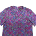 SOUTHERN LADY Womens Purple Printed Top Short Sleeve V-Neck XL Floral Pattern