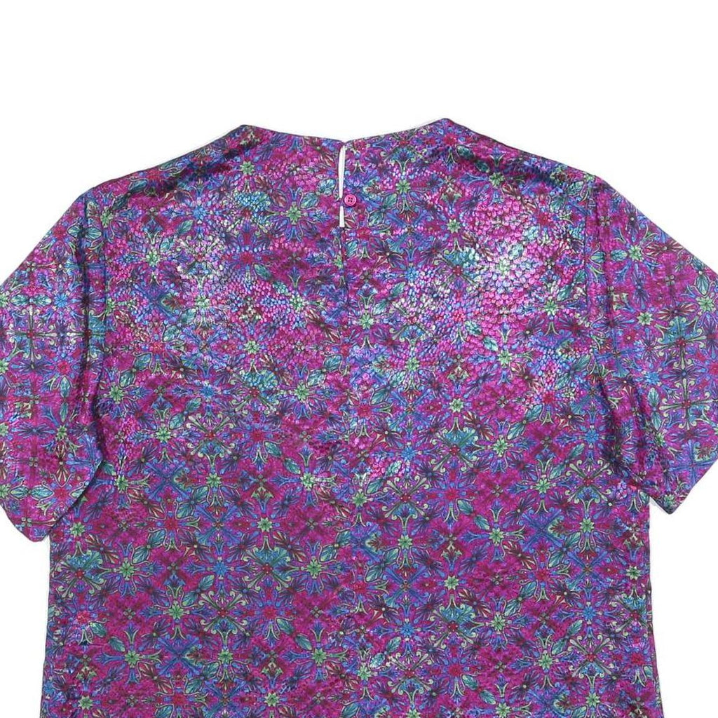 SOUTHERN LADY Womens Purple Printed Top Short Sleeve V-Neck XL Floral Pattern