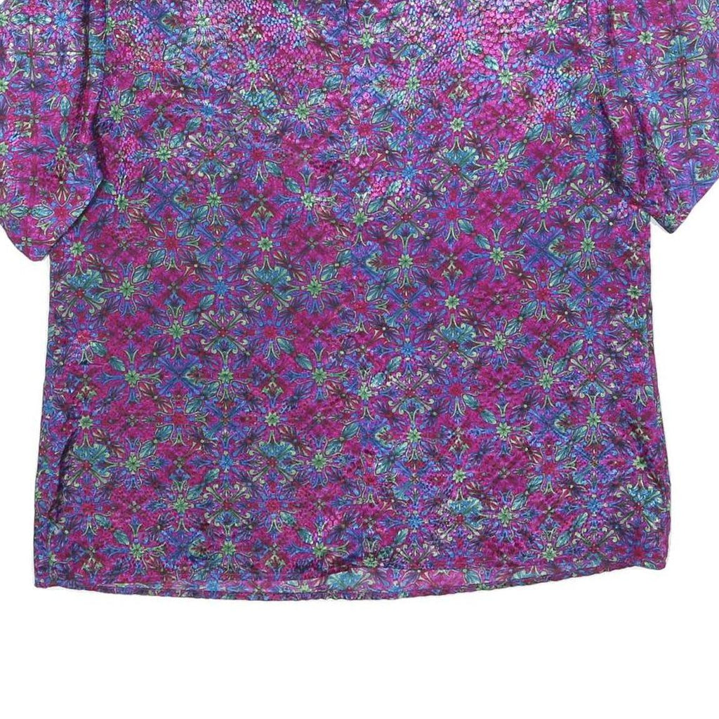 SOUTHERN LADY Womens Purple Printed Top Short Sleeve V-Neck XL Floral Pattern