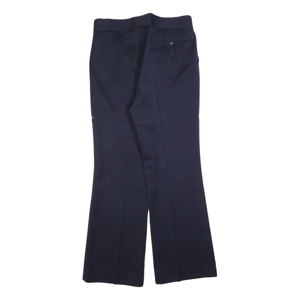 Wool Womens Navy Regular Fit Straight Leg Trousers W34 L34 Smart Workwear