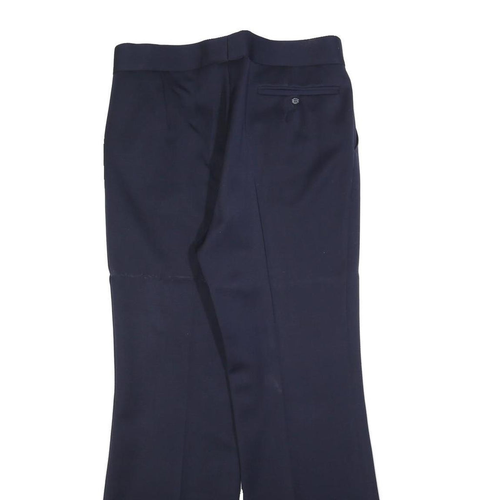 Wool Womens Navy Regular Fit Straight Leg Trousers W34 L34 Smart Workwear