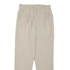 Mens Cotton Blend Beige Regular Fit Straight Leg Trousers W30 L31 Classic