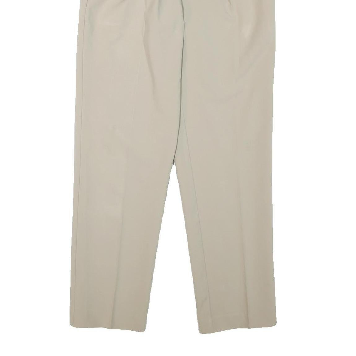 Mens Cotton Blend Beige Regular Fit Straight Leg Trousers W30 L31 Classic