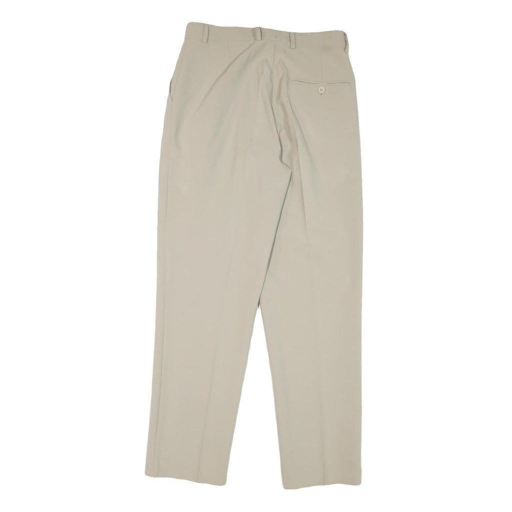Mens Cotton Blend Beige Regular Fit Straight Leg Trousers W30 L31 Classic