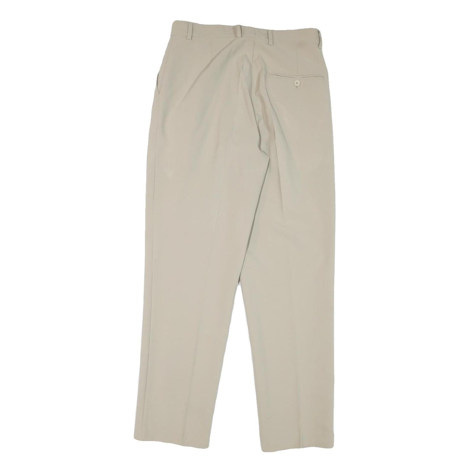 Mens Cotton Blend Beige Regular Fit Straight Leg Trousers W30 L31 Classic