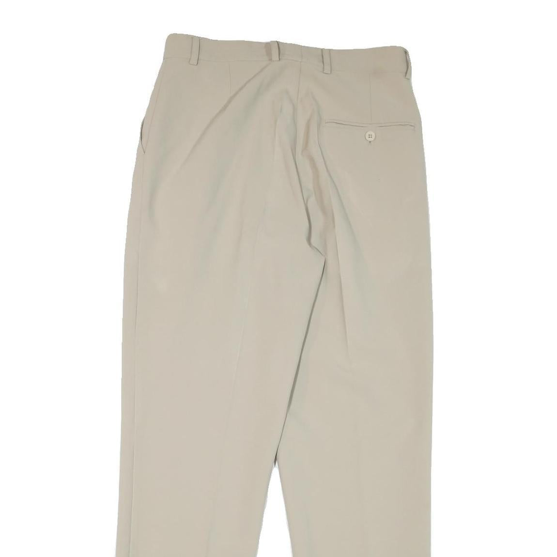 Mens Cotton Blend Beige Regular Fit Straight Leg Trousers W30 L31 Classic