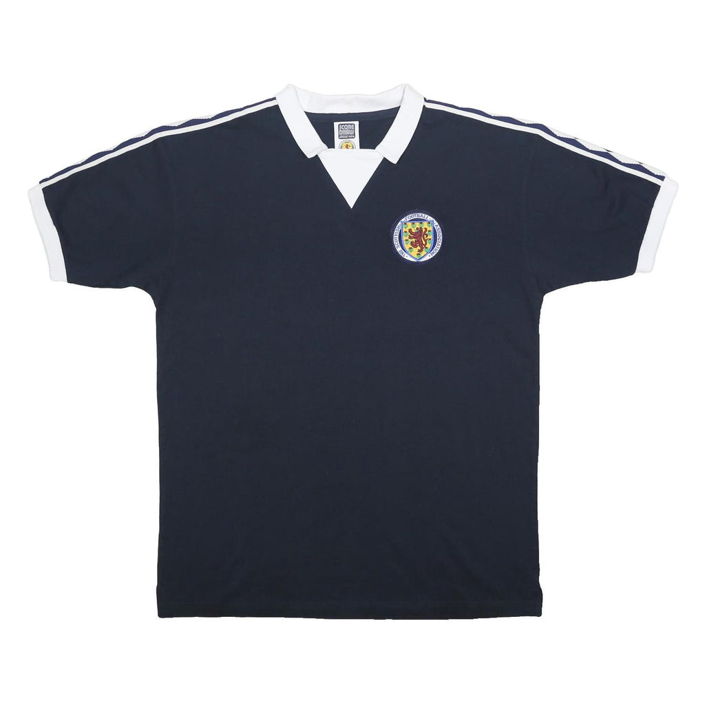 SCORE DRAW Mens Navy Blue & White Classic T-Shirt 2XL Short Sleeve Crew Neck
