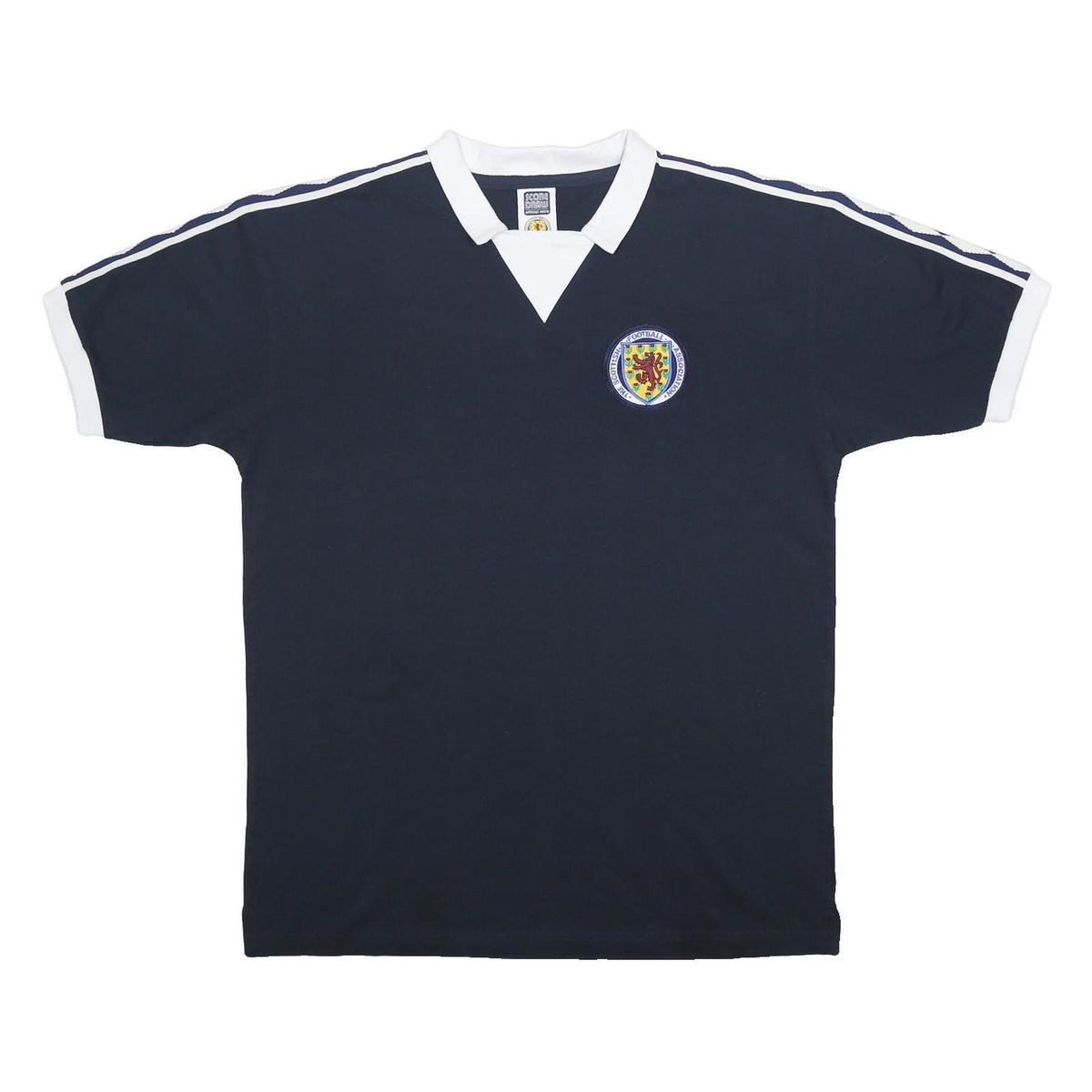 SCORE DRAW Mens Navy Blue & White Classic T-Shirt 2XL Short Sleeve Crew Neck