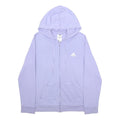 ADIDAS Womens Purple Full Zip Hoodie M Logo Sleeve Print Casual Sweatshirt
