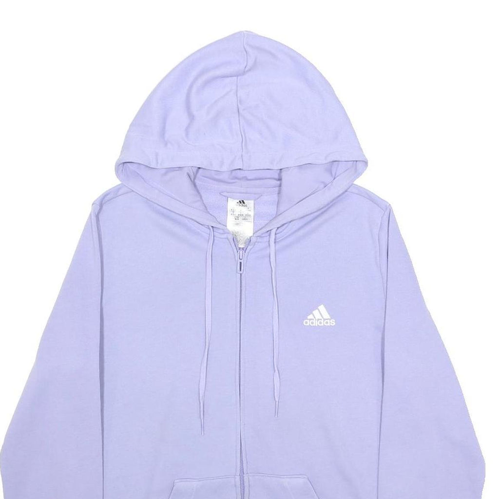 ADIDAS Womens Purple Full Zip Hoodie M Logo Sleeve Print Casual Sweatshirt