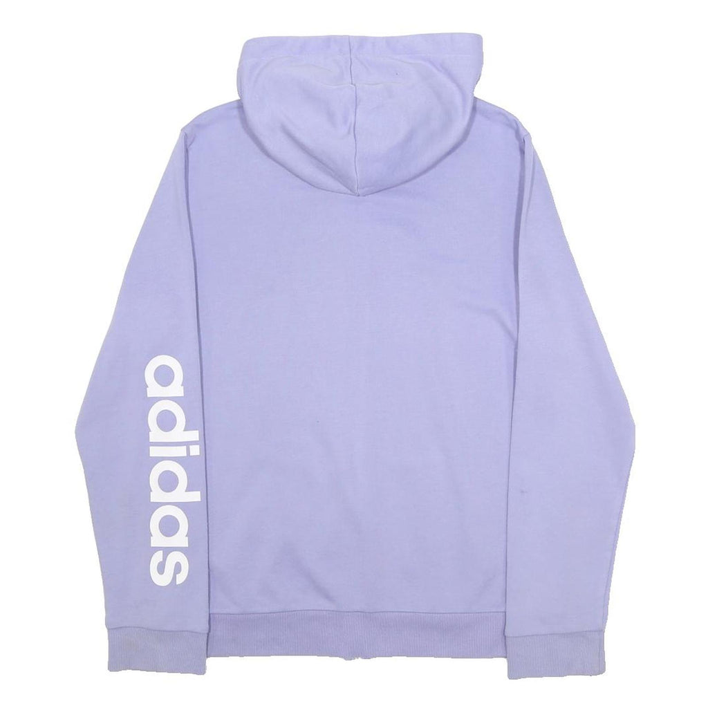 ADIDAS Womens Purple Full Zip Hoodie M Logo Sleeve Print Casual Sweatshirt