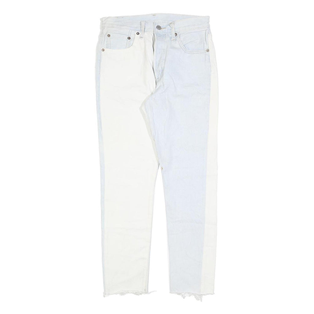 LEVI'S 501S Womens Jeans Blue & White Slim Skinny Denim Rinse W27 L27 Raw Hem