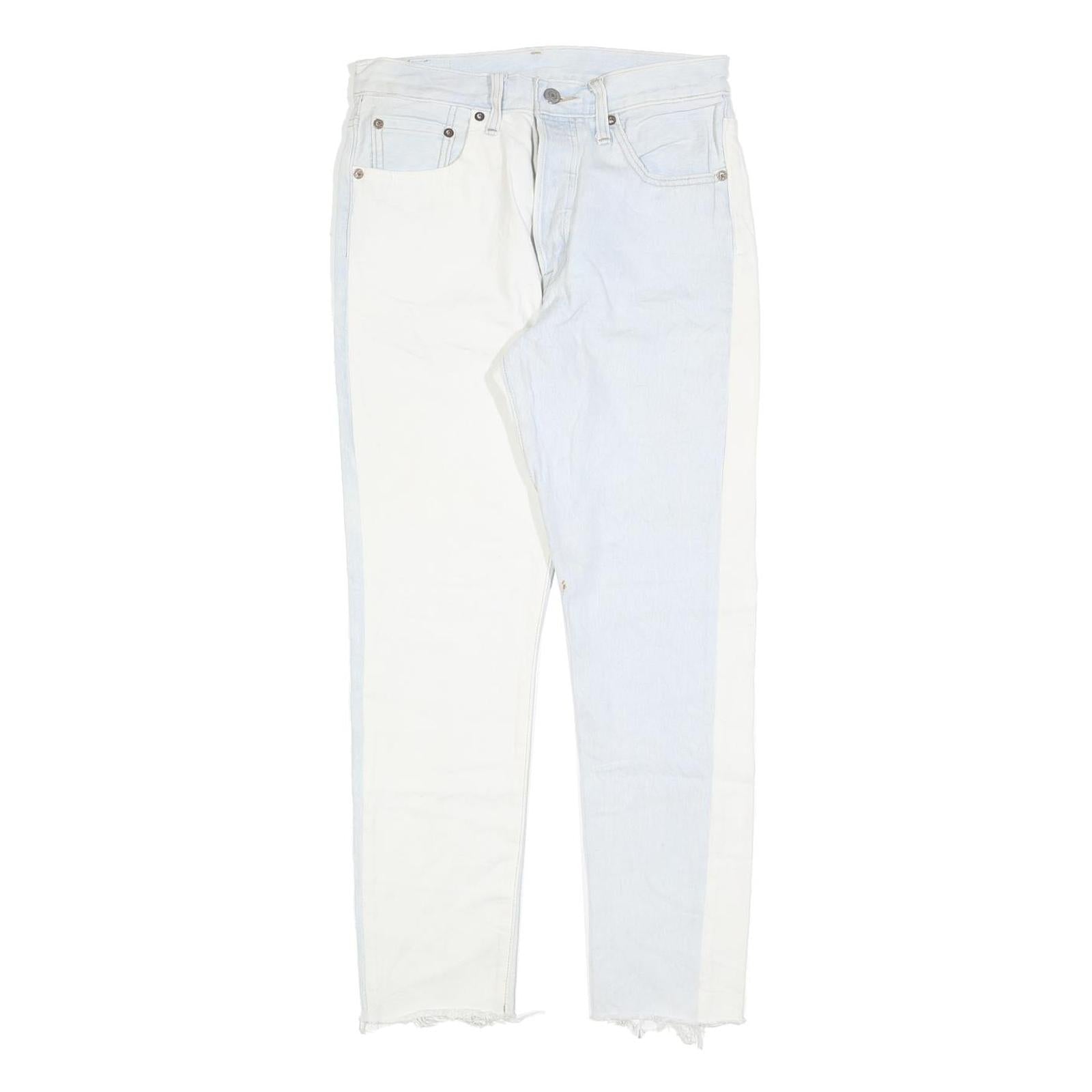LEVI'S 501S Womens Jeans Blue & White Slim Skinny Denim Rinse W27 L27 Raw Hem