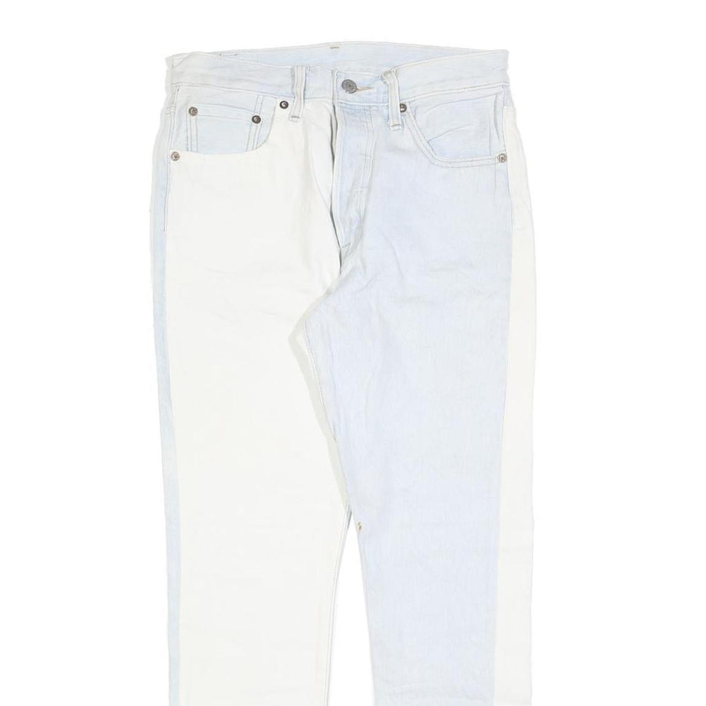 LEVI'S 501S Womens Jeans Blue & White Slim Skinny Denim Rinse W27 L27 Raw Hem