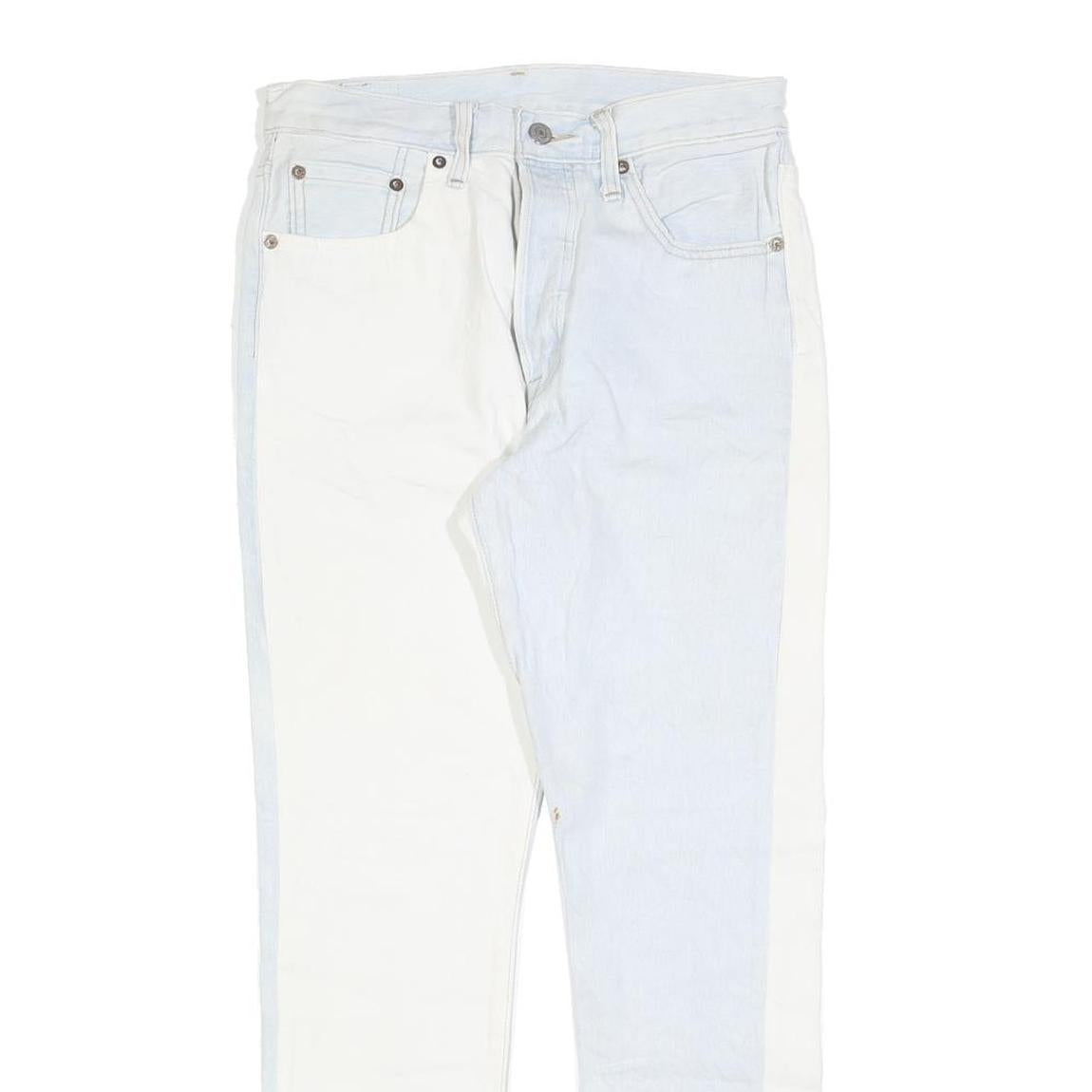 LEVI'S 501S Womens Jeans Blue & White Slim Skinny Denim Rinse W27 L27 Raw Hem