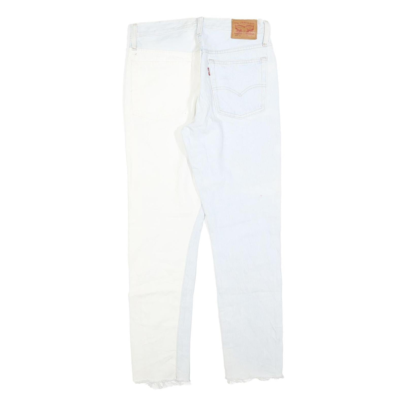LEVI'S 501S Womens Jeans Blue & White Slim Skinny Denim Rinse W27 L27 Raw Hem
