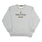 NAUTICA Mens Grey Cotton Blend Crew Neck L Sweatshirt NS-83 Logo Pullover