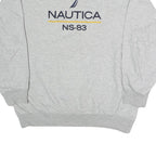 NAUTICA Mens Grey Cotton Blend Crew Neck L Sweatshirt NS-83 Logo Pullover
