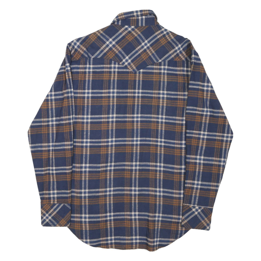 PACICO Mens Blue & Brown Check Shirt M Cotton Casual Long Sleeve Buttons